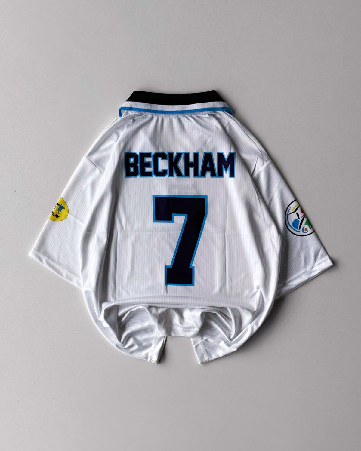ENGLAND BECKHAM RETRO HOME KIT WHITE 7 oversized embroidery