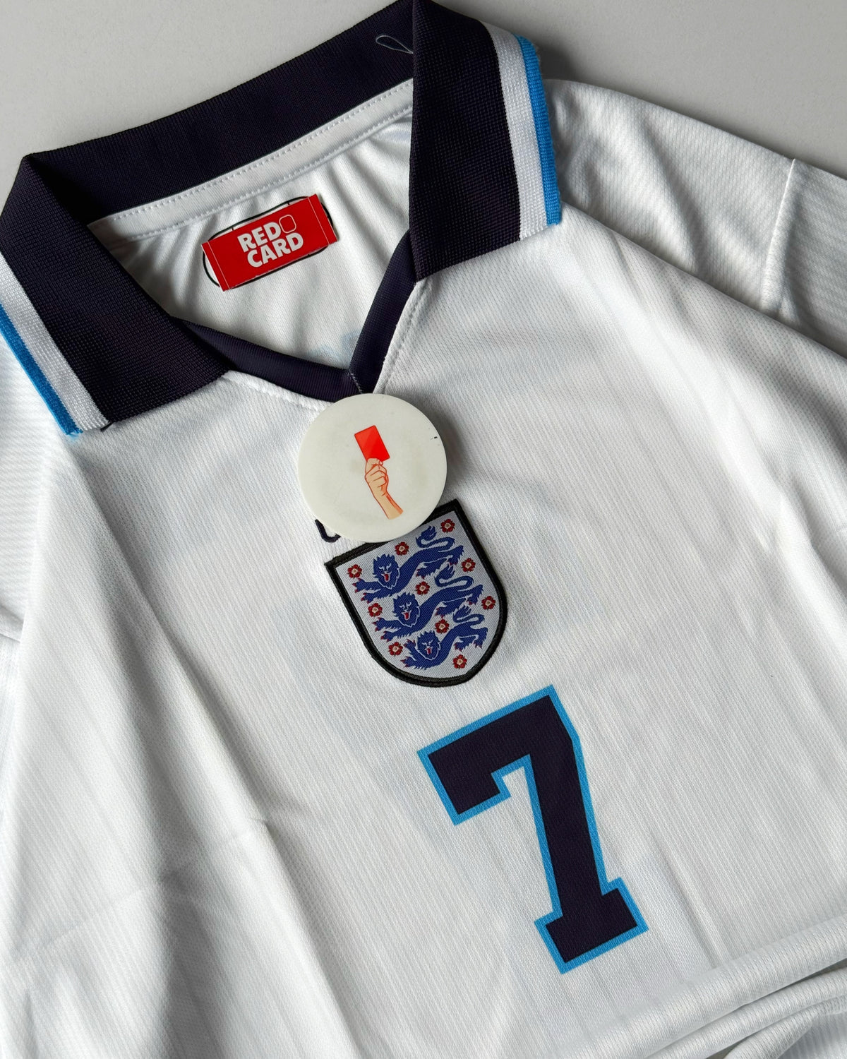 ENGLAND BECKHAM RETRO HOME KIT WHITE 7 oversized embroidery