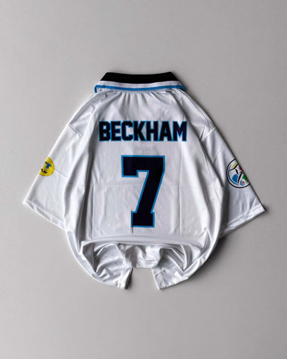 ENGLAND BECKHAM RETRO HOME KIT WHITE 7 oversized embroidery