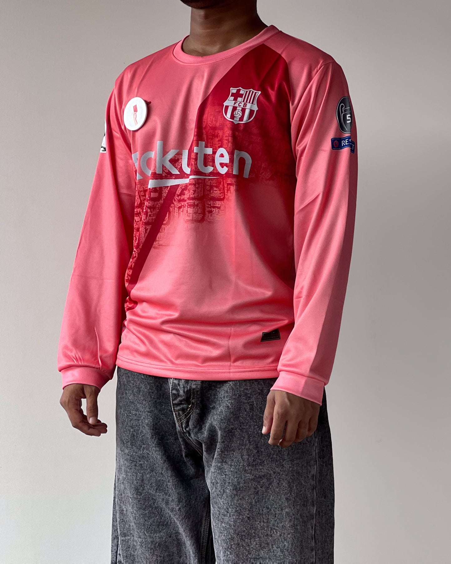 BARCELONA MESSI PINK RETRO AWAY KIT (full sleeve)