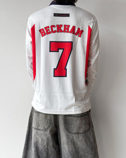ENGLAND BECKHAM 1998 HOME KIT RETRO Fullsleeve embroidery