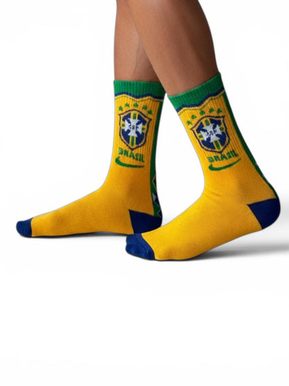 SOCKS CALF LENGTH BRAZIL YELLOW